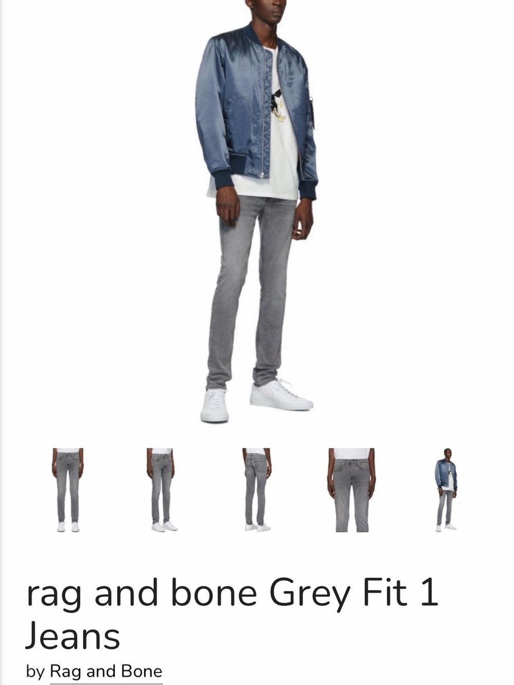 rag & bone Grey Fit 1 extra slim Men's Jeans size 36x32
